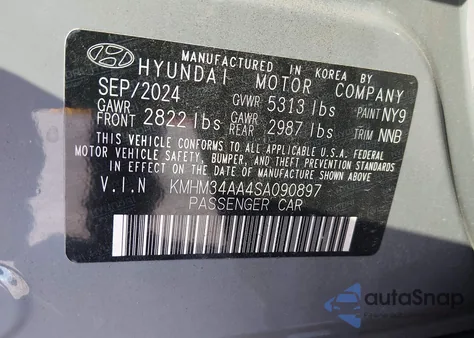 2025 Hyundai Ioniq 6 Sel z USA, uszkodzony, nr VIN KMHM34AA4SA090897